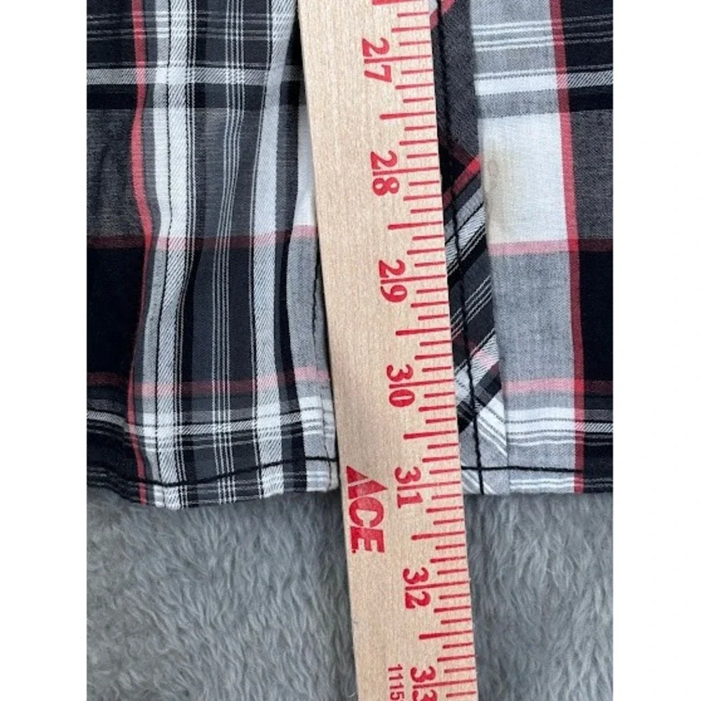 Machine Men's Western Shirt XXL Black Red Plaid‎ Long Sleeve Button Up Casual
